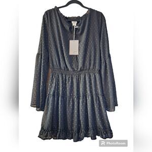 Kylie Page, XL Black long sleeve Chiffon Dress